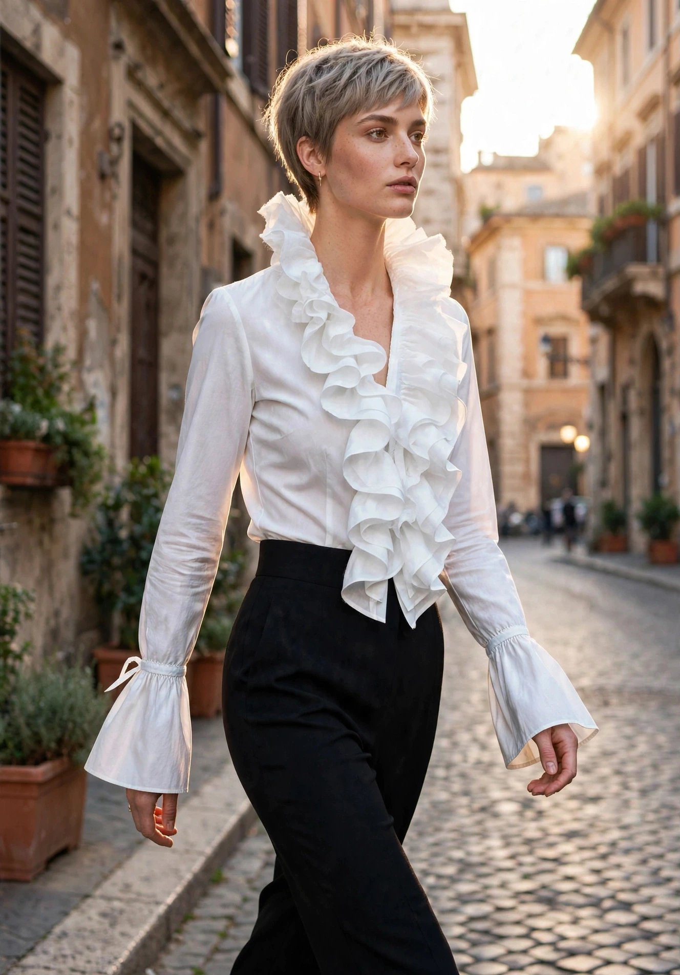Modella virtuale con camicia Acapulco bianca